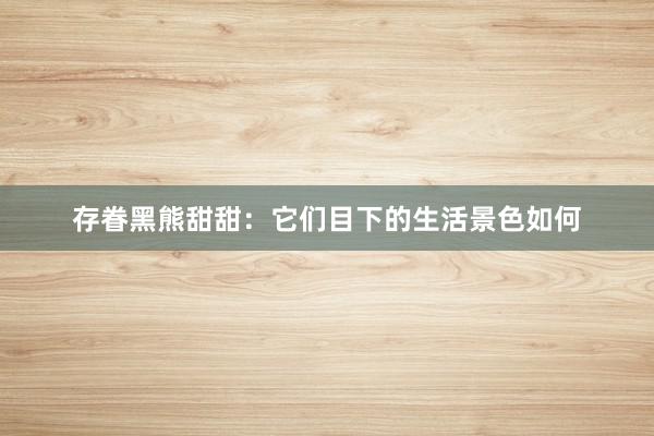 存眷黑熊甜甜：它们目下的生活景色如何