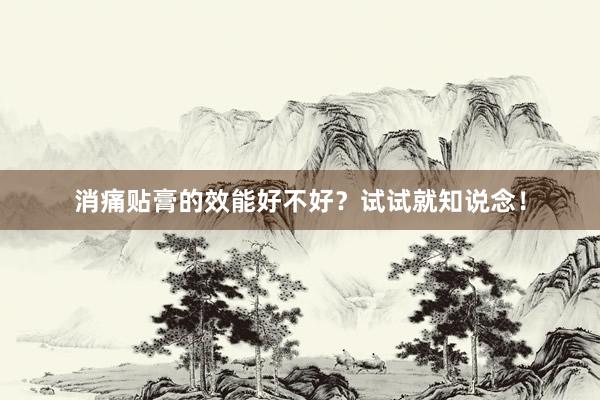 消痛贴膏的效能好不好？试试就知说念！